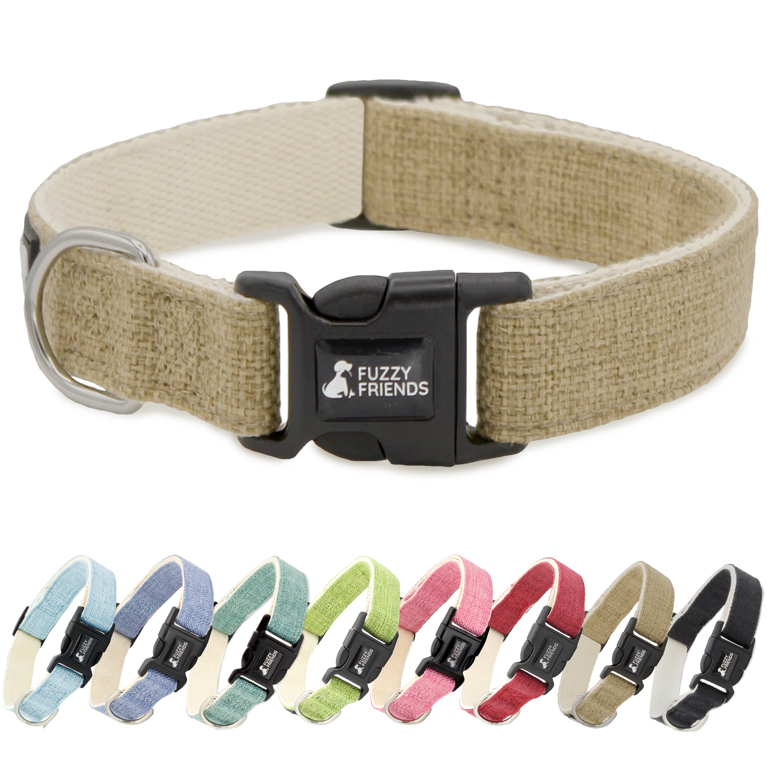 Khaki Hemp Dog Collar