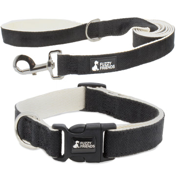 Black Hemp Dog Collar and Leash Set