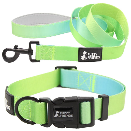 Cool Green Ombre Collar and Leash Set - Fuzzy Friends Boutique