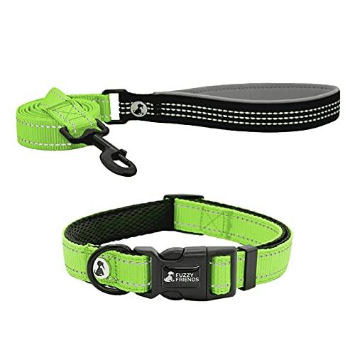 Green Reflective Dog Collar and Leash Set - Fuzzy Friends Boutique