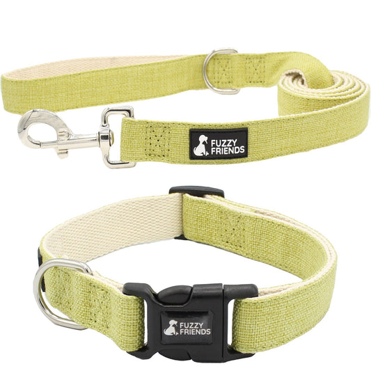 Light Green Hemp Dog Collar and Leash Set - Fuzzy Friends Boutique