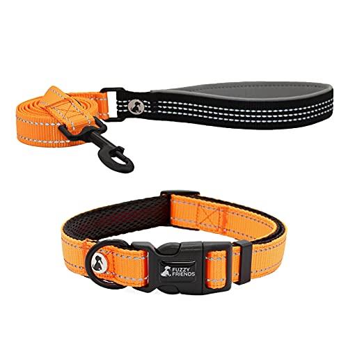 Orange Reflective Dog Collar and Leash Set - Fuzzy Friends Boutique