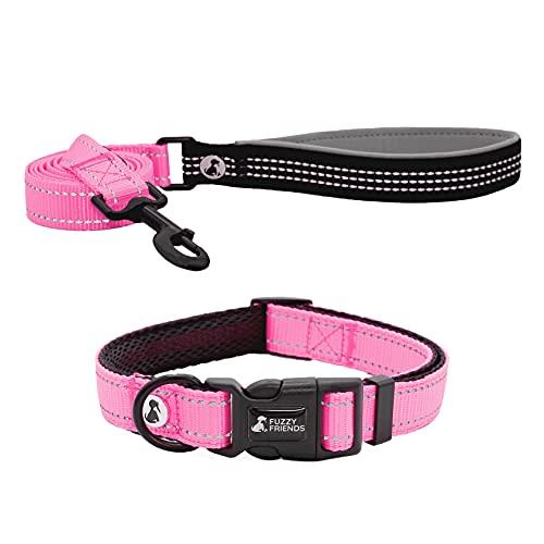 Pink Reflective Dog Collar and Leash Set - Fuzzy Friends Boutique