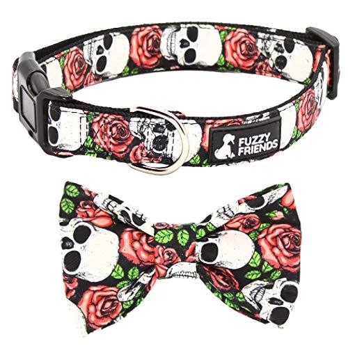 Skull and Roses Dog Bow Tie Collar - Fuzzy Friends Boutique