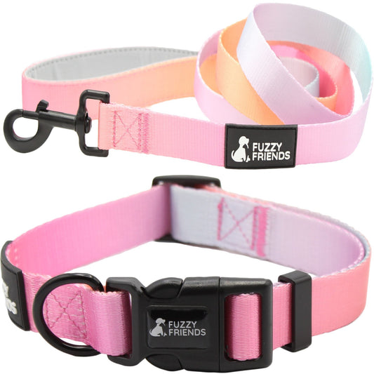 Summer Pink Ombre Collar and Leash Set - Fuzzy Friends Boutique